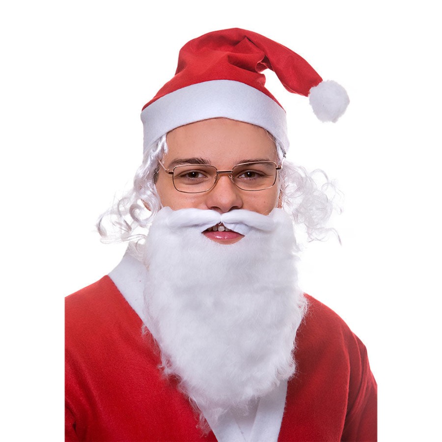 Click to view product details and reviews for Deluxe Santa Hat With Hair Beard Glasses Complete Christmas Look.