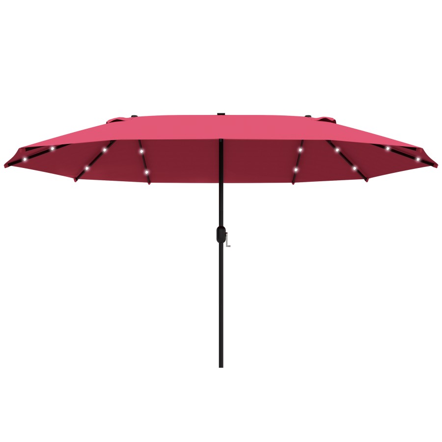 Click to view product details and reviews for Outsunny 44m Parasol With Led Solar Light Wine Red.