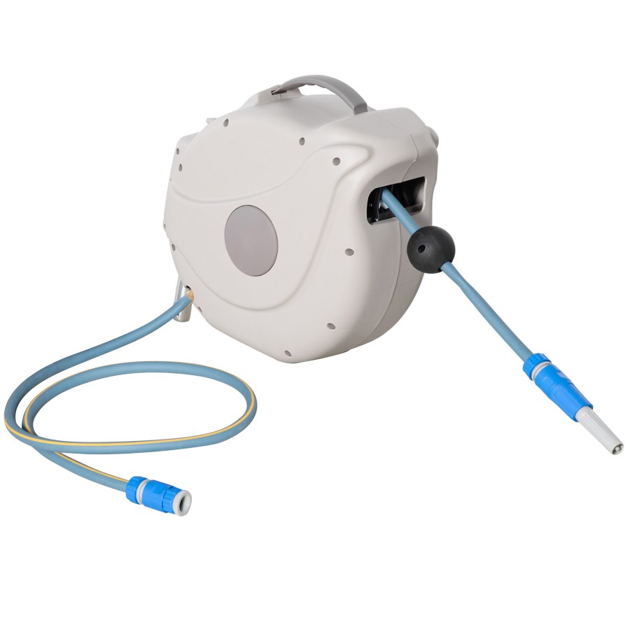 Click to view product details and reviews for Outsunny Retractable Hose Reel Wall Mounted W Lead In Hose And Handle 20m.