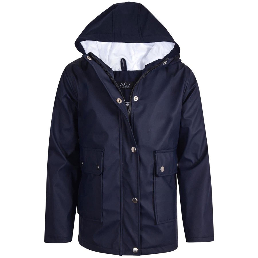 Click to view product details and reviews for Pu Raincoat Jacket Windbreaker Waterproof Parka Hooded For Girls Boys Age 5 13 Years 9 10 Years Navy.