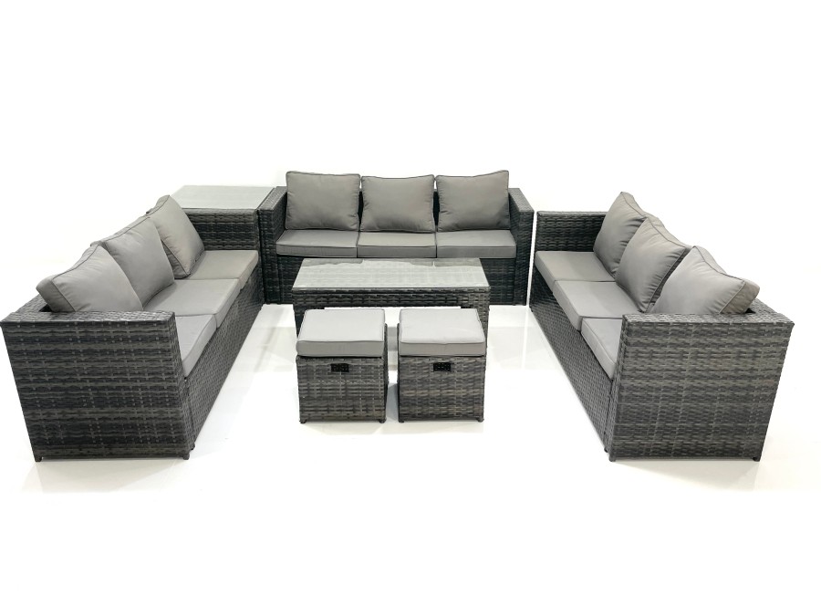 Click to view product details and reviews for Fimous Outdoor Garden Furniture Set 11 Seater Rattan Sofa Set With Coffee Table 2 Small Footstools Side Table Dark Grey Mixed. Click to view product details and reviews for Fimous Outdoor Garden Furniture Set 11 Seater Rattan Sofa Set With Coffee Table 2 Small Footstools Side Table Dark Grey Mixed.