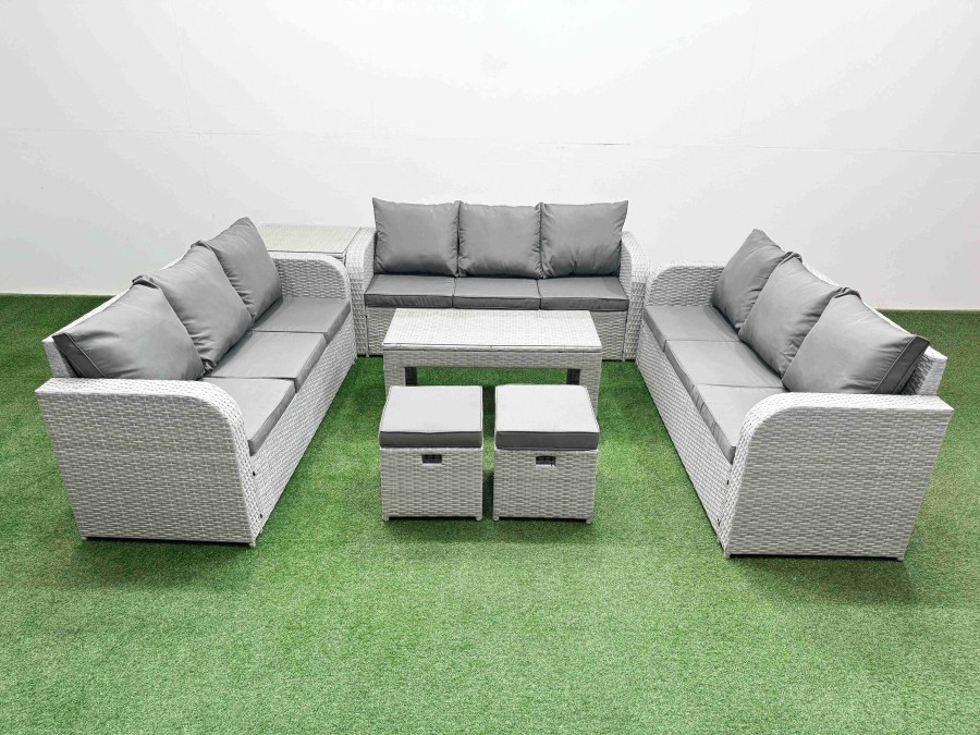 Click to view product details and reviews for Fimous Pe Rattan Lounge Sofa Set 11 Seater Outdoor Garden Furniture Set With Oblong Coffee Table 3 Seater Sofa 2 Stools Side Table Light Grey. Click to view product details and reviews for Fimous Pe Rattan Lounge Sofa Set 11 Seater Outdoor Garden Furniture Set With Oblong Coffee Table 3 Seater Sofa 2 Stools Side Table Light Grey.
