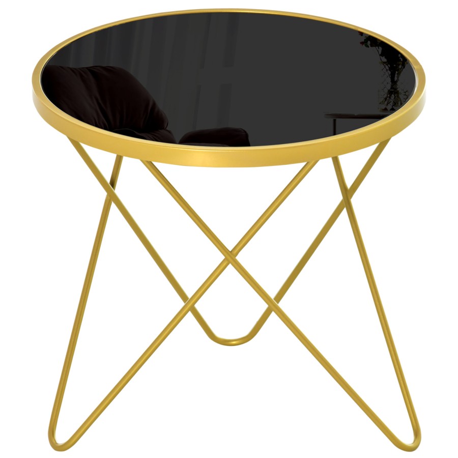 Click to view product details and reviews for Homcom Tempered Glass Coffee Table Side Table W Golden Steel Leg 43x43x40cm.