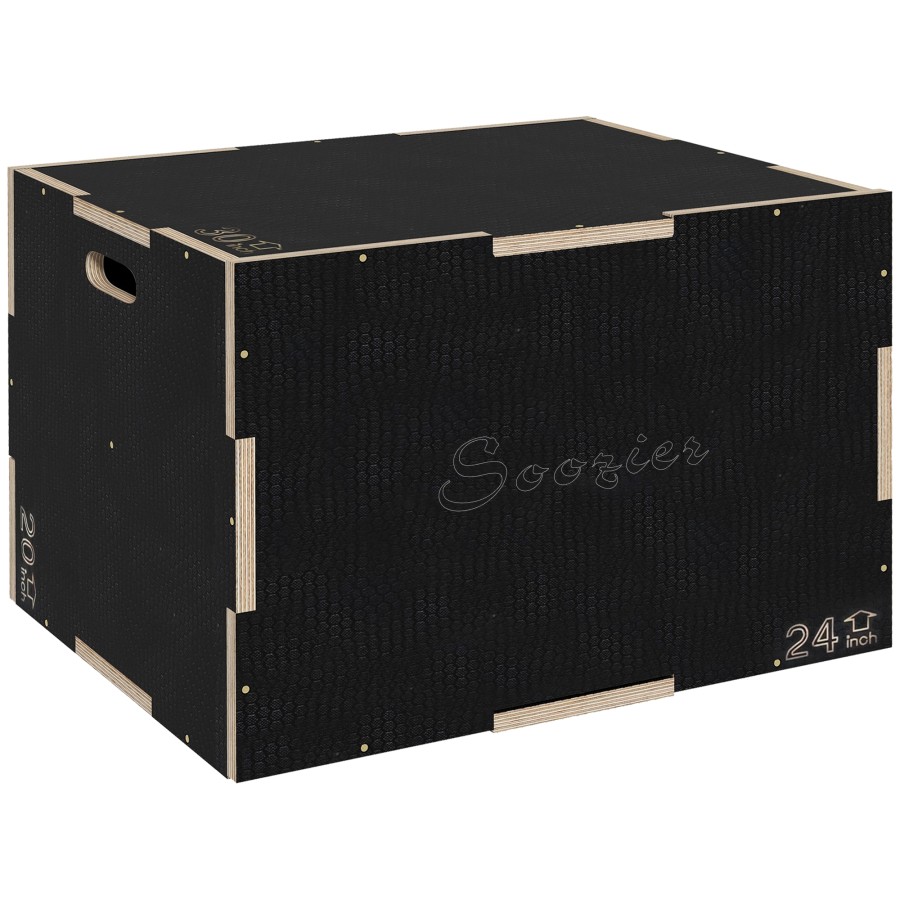 SPORTNOW 41/51/61cm Plyometric Jump Box, Wooden Plyo Box for Home Gym