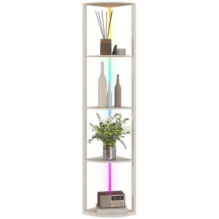Click to view product details and reviews for Homcom Rgb Led Floor Lamp With Shelves 5 Tier Dimmable Standing Lamp With Adjustable Brightness And Remote Control Modern Corner Display Shelf Unit.