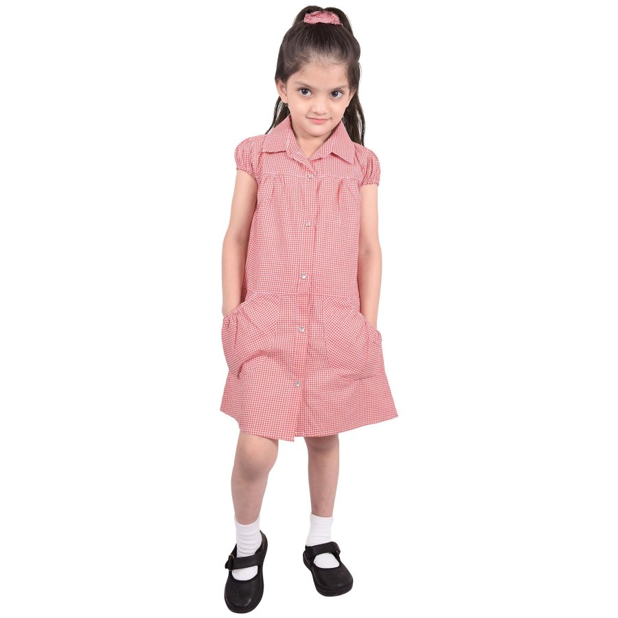 Click to view product details and reviews for Girls Uniform School Dress Gingham Check Printed Dress With Matching Scrunchies 8 9 Years Green.