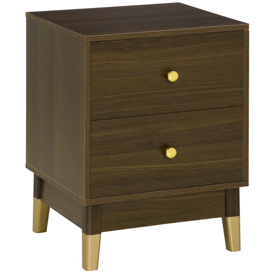 Click to view product details and reviews for Homcom Modern Bedside Table Side Table Nightstand W 2 Drawers Brown Gold.
