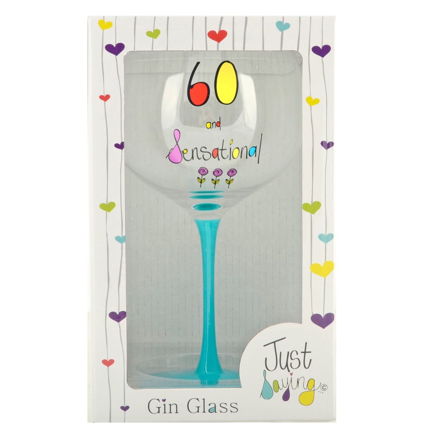Click to view product details and reviews for Just Saying Gin Glass Milestone Birthday Celebration Message 60th.