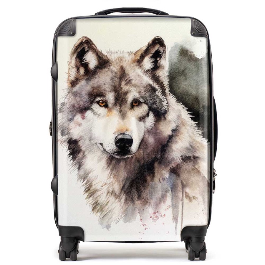 Click to view product details and reviews for Loyal Wolf Watercolour Suitcase Medium.