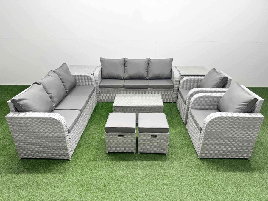 Click to view product details and reviews for Fimous Pe Rattan High Back Lounge Sofa Set Patio Coffee Table Chairs Set With 3 Seater Sofa Reclining Chair Stools 2 Side Table Light Grey. Click to view product details and reviews for Fimous Pe Rattan High Back Lounge Sofa Set Patio Coffee Table Chairs Set With 3 Seater Sofa Reclining Chair Stools 2 Side Table Light Grey.