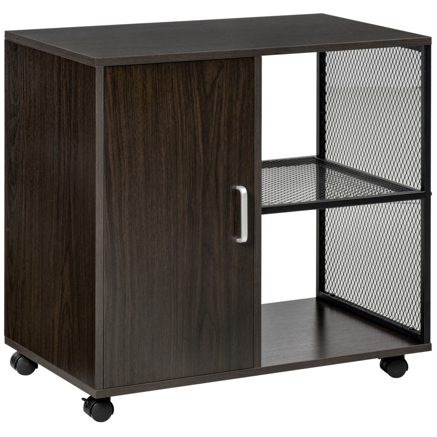 Click to view product details and reviews for Homcom Printer Stand Home Office Mobile Storge File Cabinet Organizer With Castors Door Walnut Brown.