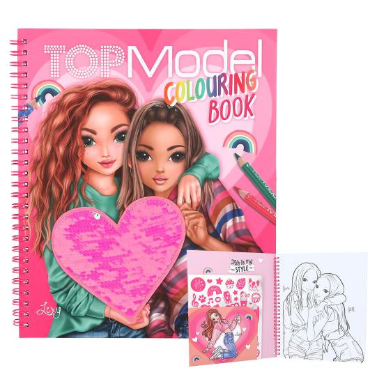 TOPModel Colouring Book with sequin heart: Lexy & Fergie
