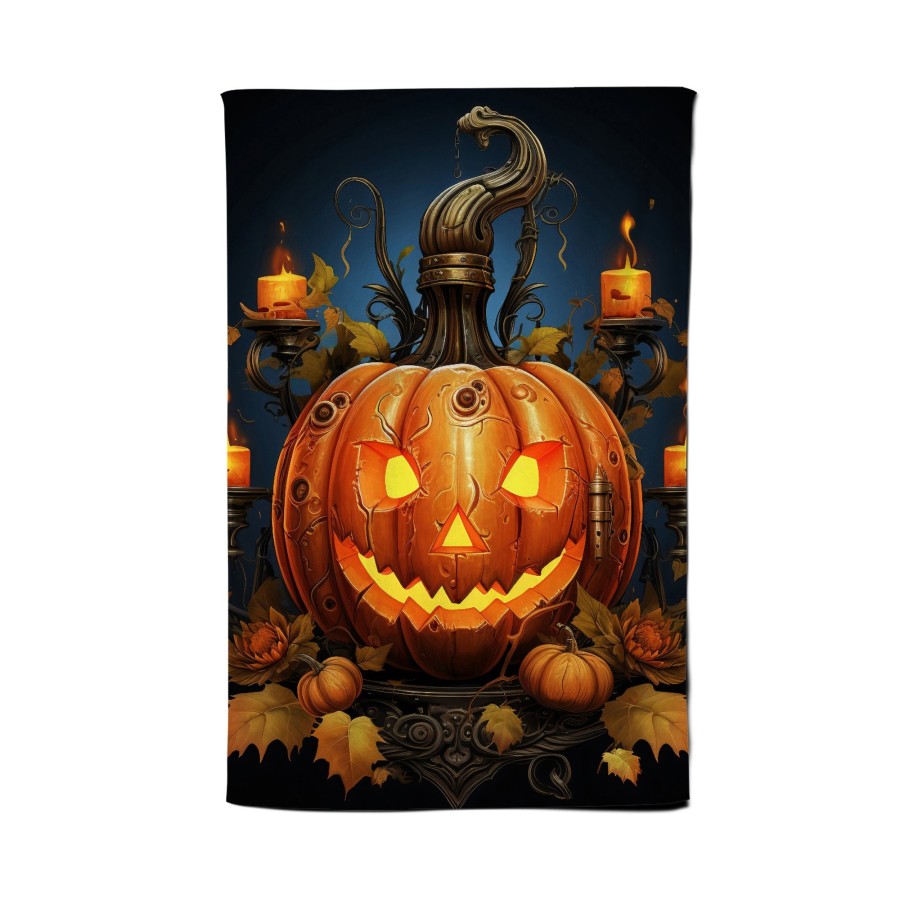 Click to view product details and reviews for Spooy Pumpkin With Leaves And Small Candles Tea Towel.