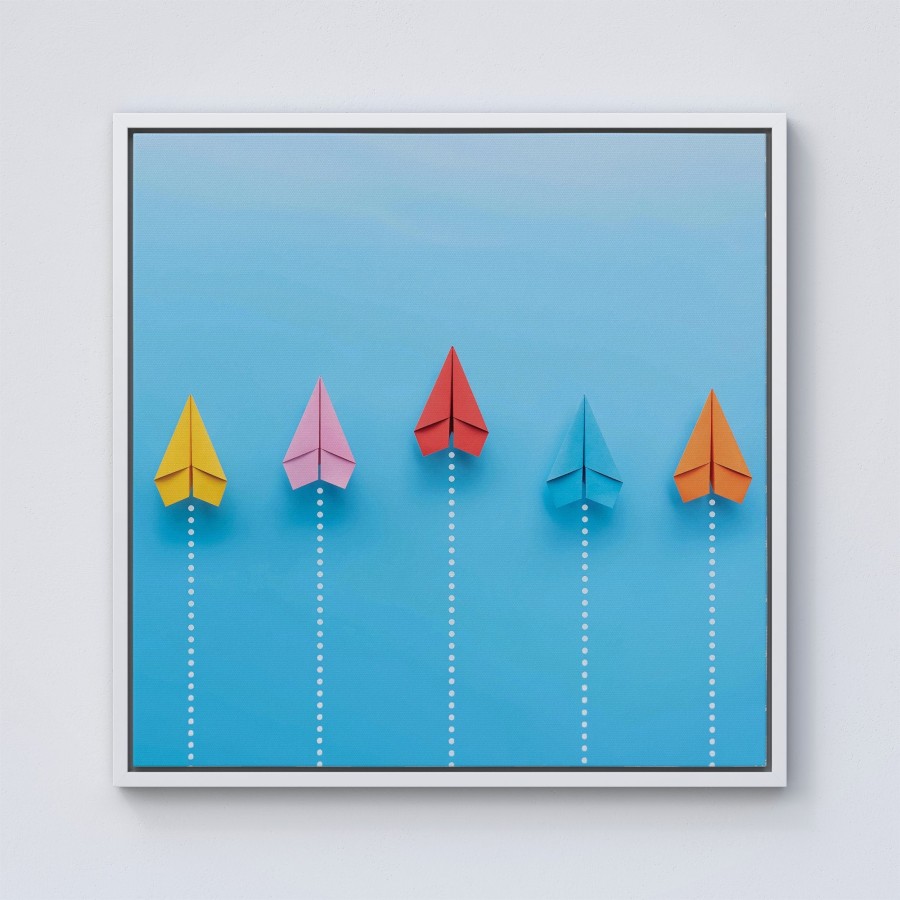 Click to view product details and reviews for Paper Aeroplanes Framed Canvas 10 X 10 White.