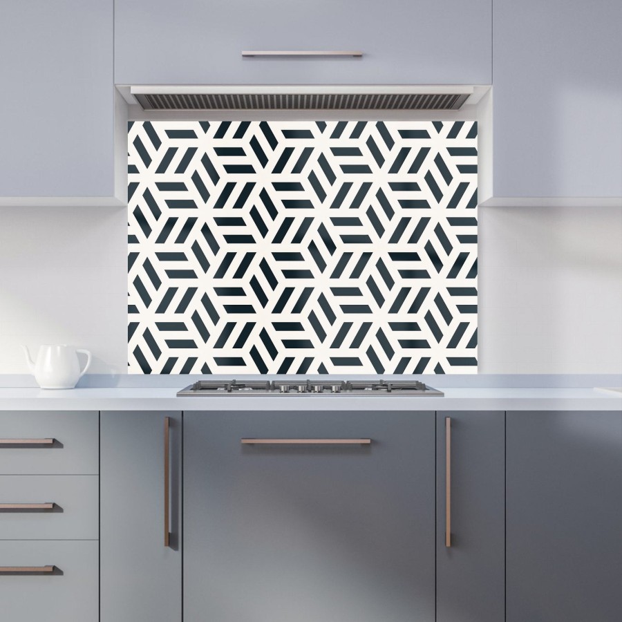 Click to view product details and reviews for Geometric Monochrome Hexagonal Pattern Kitchen Splashback W900mm X H650mm.