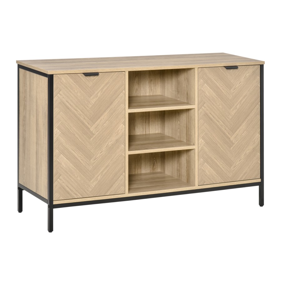 Click to view product details and reviews for Homcom Sideboard Storage Cabinet With 2 Doors And Adjustable Shelves Oak Tone.