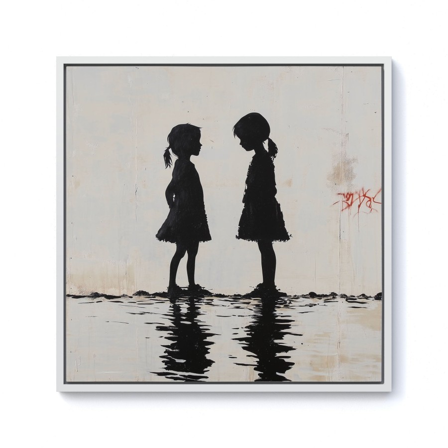 Click to view product details and reviews for Silhouettes In The Rain Framed Canvas 10 X 10 White.