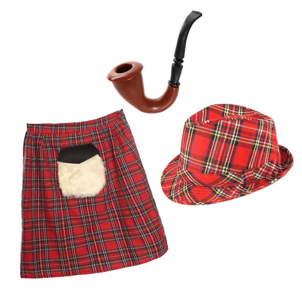 Click to view product details and reviews for Adults Scottish Costume Set 3 Pcs Kilt Hat Pipe Standard.