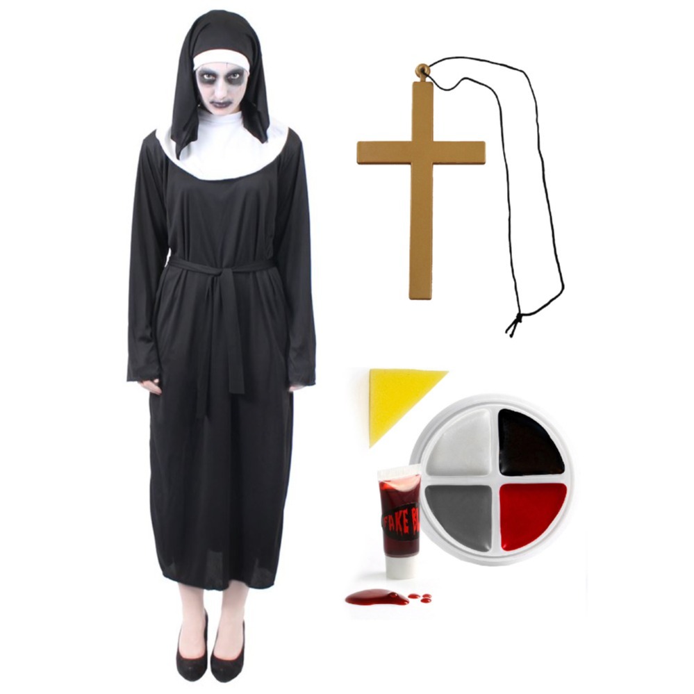 Adults Nun Demon Costume with Cross Necklace