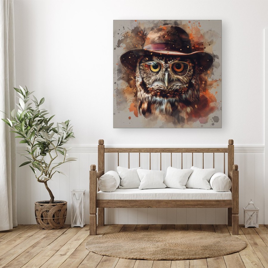 Click to view product details and reviews for Owl With Hat And Glasses Canvas Large 30 X 30.