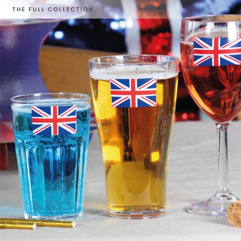 Pack of 12 Union Jack Plastic Wine Glasses - 300ml/10oz Durable, Reusable Cups for Parties, Festivals, BBQs & British Celebrations!