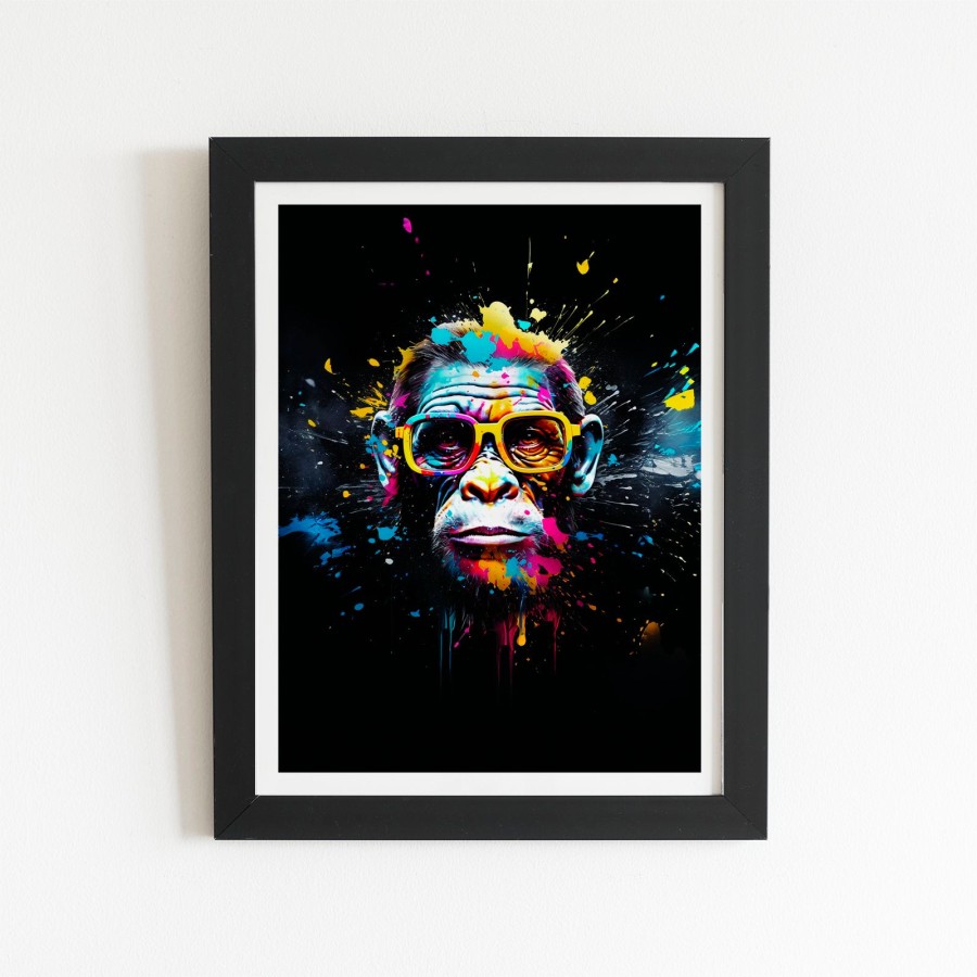 Click to view product details and reviews for Coloured Splashart Monkey Face Art Prints 8 X 10 Black Frame.