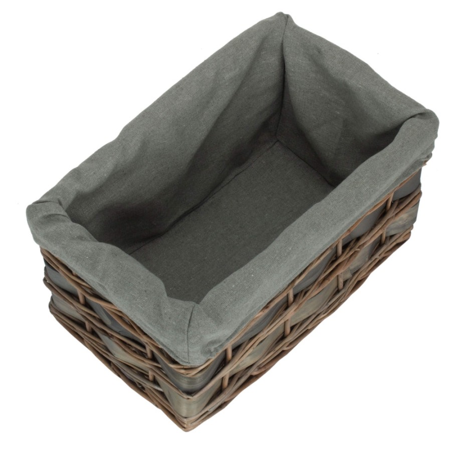 Red Hamper Grey Scandi Storage Basket With Grey Lining - Small