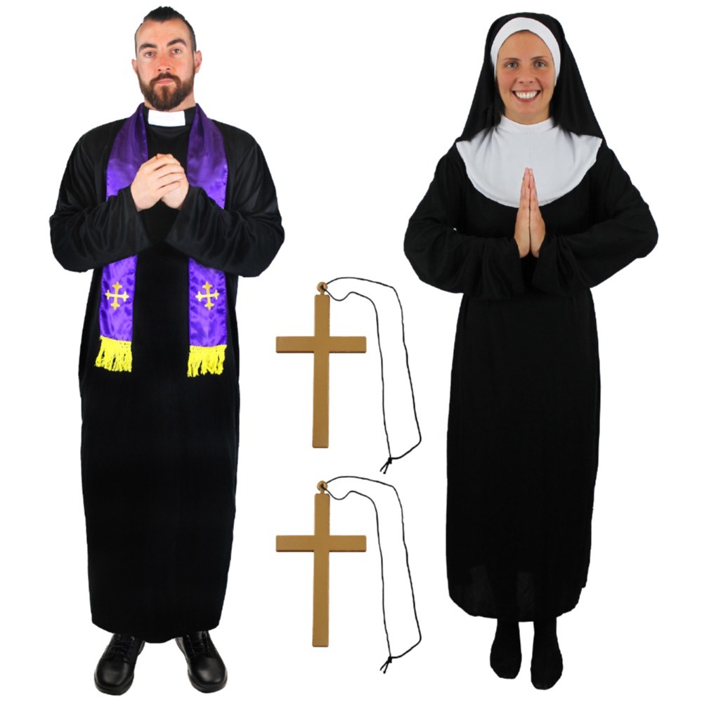 Click to view product details and reviews for Adults Priest Nun Couples Costume With 2 X Cross Necklace Xlarge Xlarge.