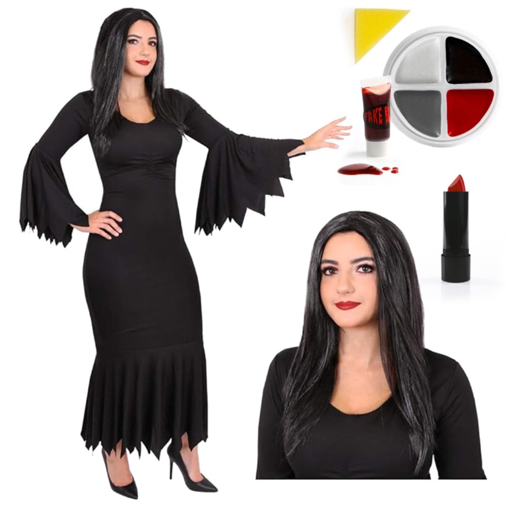 Click to view product details and reviews for Ladies Gothic Mother Costume Dress Wig Face Paint Lipstick Xs.
