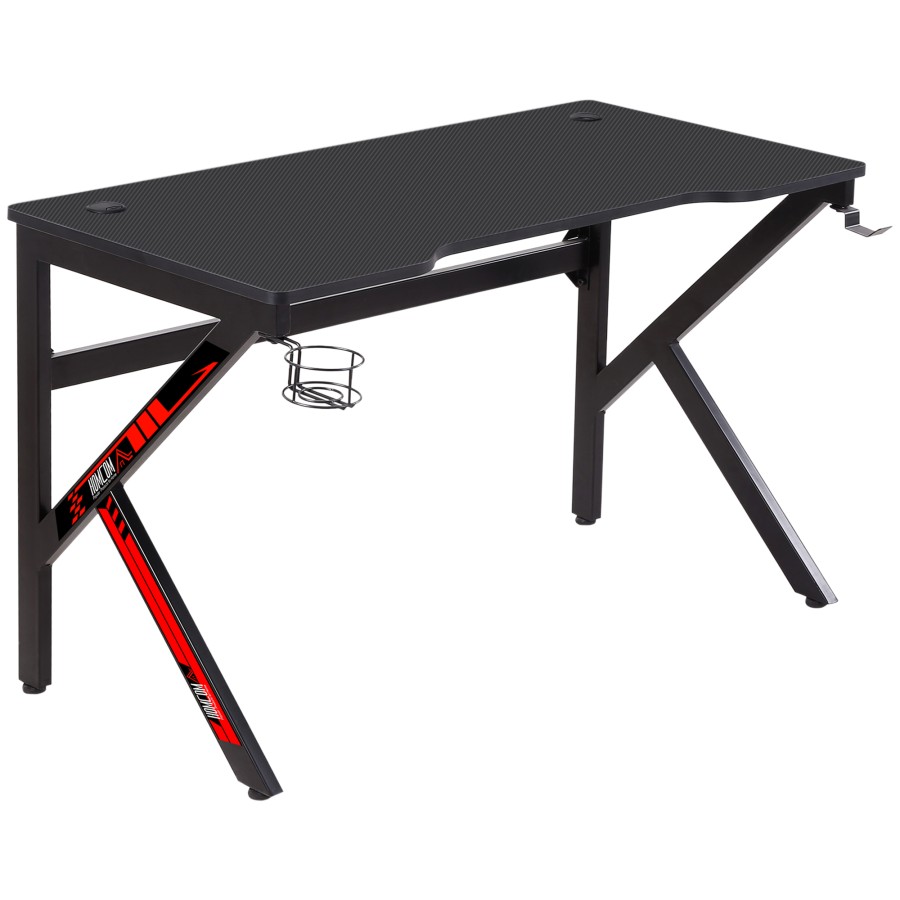 Click to view product details and reviews for Homcom Gaming Desk Racing Table W Rotatable Cup Holder Headphone Hook Black.