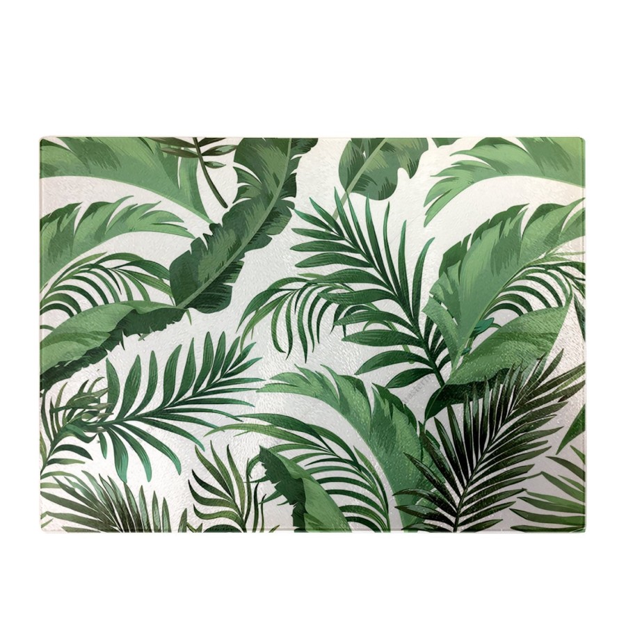Click to view product details and reviews for Trendy Tropical Leaves Glass Chopping Board.