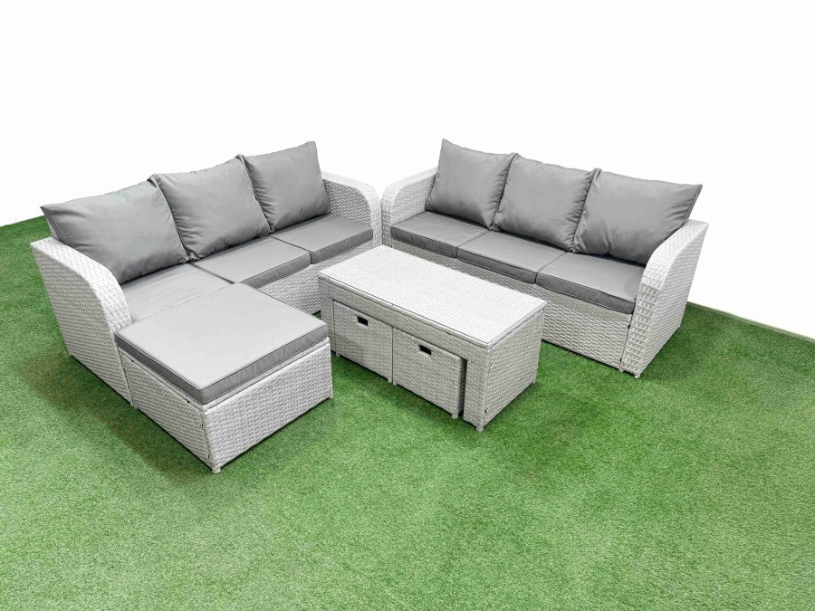 Click to view product details and reviews for Fimous Outdoor Garden Furniture Sets 9 Seater Wicker Rattan Furniture Sofa Sets With Oblong Coffee Table High Back Lounge Sofa 3 Stools Light Grey. Click to view product details and reviews for Fimous Outdoor Garden Furniture Sets 9 Seater Wicker Rattan Furniture Sofa Sets With Oblong Coffee Table High Back Lounge Sofa 3 Stools Light Grey.