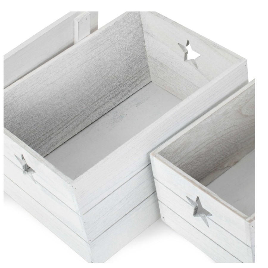 Red Hamper Wooden Vintage Effect Star Cut Out Box - Set Of 2