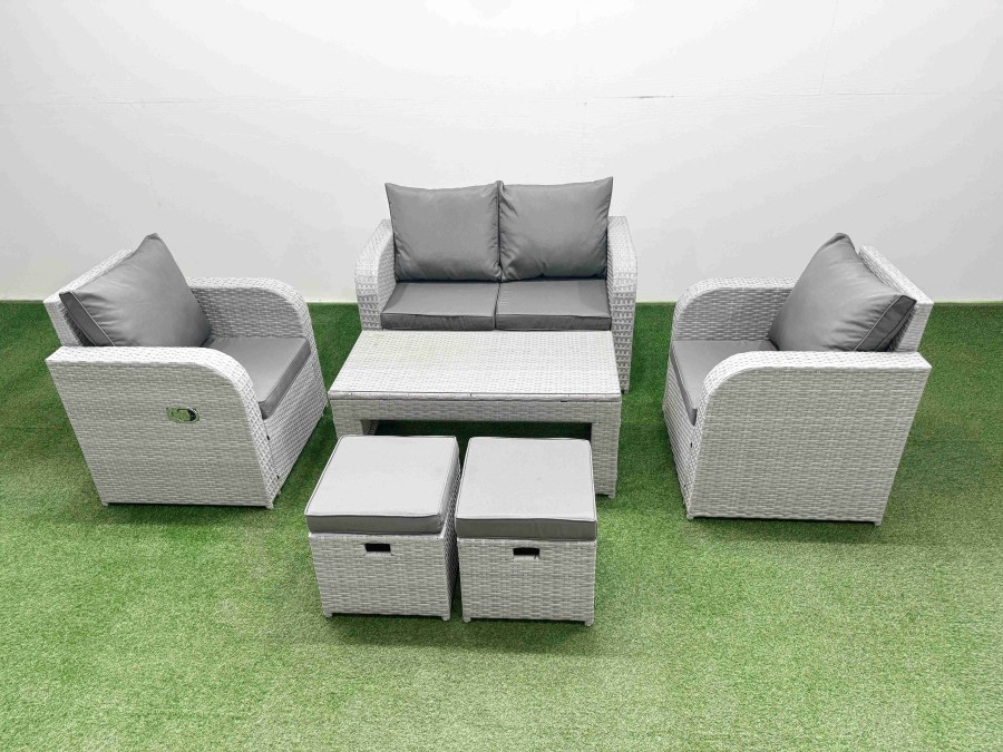 Click to view product details and reviews for Fimous Light Grey Pe Wicker Rattan Garden Furniture Set Sofa Set Reclining Adjustable Chair Oblong Coffee Table 6 Seater 2 Small Stools. Click to view product details and reviews for Fimous Light Grey Pe Wicker Rattan Garden Furniture Set Sofa Set Reclining Adjustable Chair Oblong Coffee Table 6 Seater 2 Small Stools.