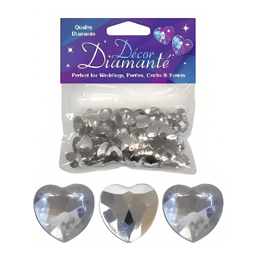Click to view product details and reviews for Decor Diamante Hearts 12mm Silver Clear With Mirrored Back.