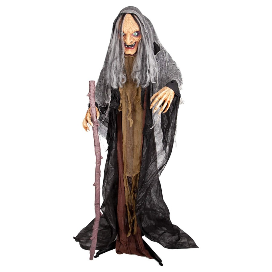 5ft Animated Old Hag Witch Figure Light Sounds Halloween Decoration