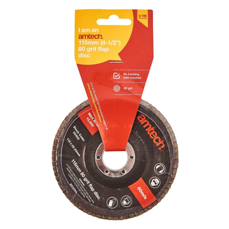 Amtech 115Mm Flap Disc 60 Grit 80 Grit - 80