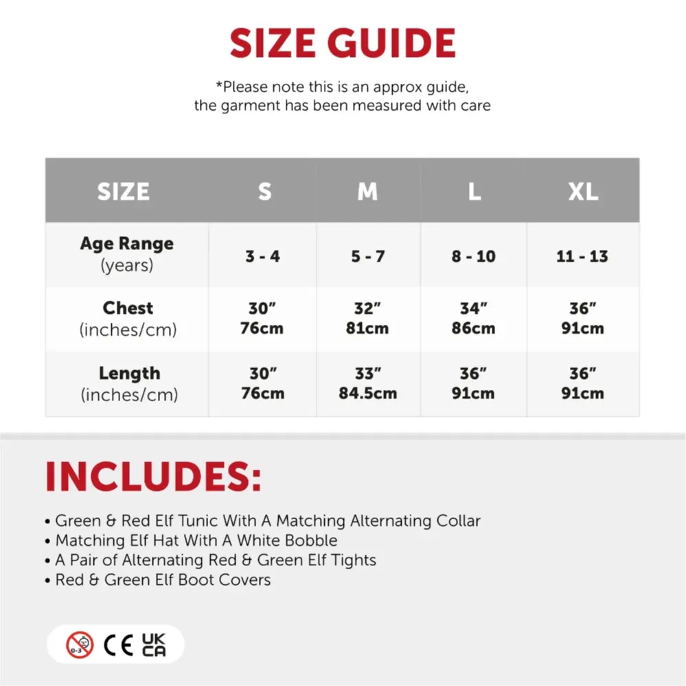 Childs Elf Costume | 4 Pcs | Tunic, Hat, Tights & Boots