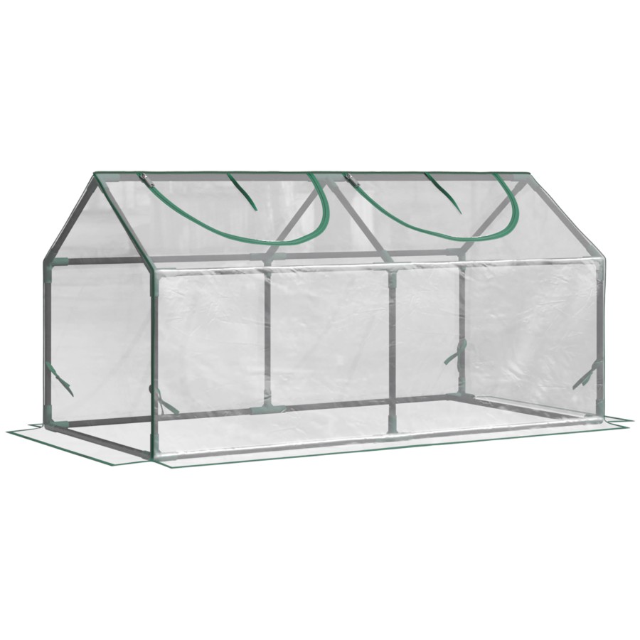 Click to view product details and reviews for Outsunny Mini Greenhouse Portable Flower Planter Vegetable Grow House For Garden Backyard With Zipped Windows 120 X 60 X 60 Cm Clear.