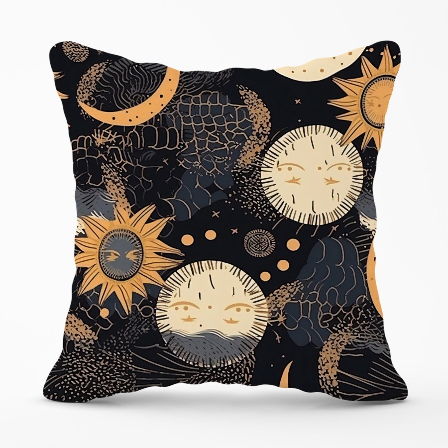 Gold Sun and Moon Cushions