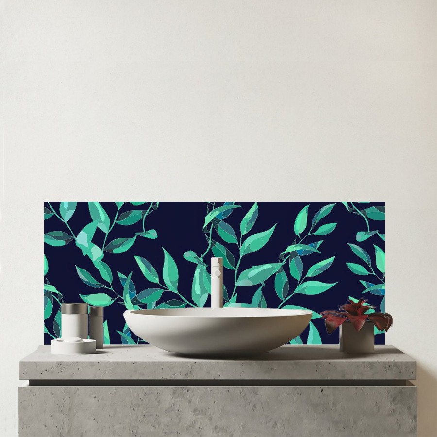 Click to view product details and reviews for Delicate Green Foliage Glass Bathroom Splashback.