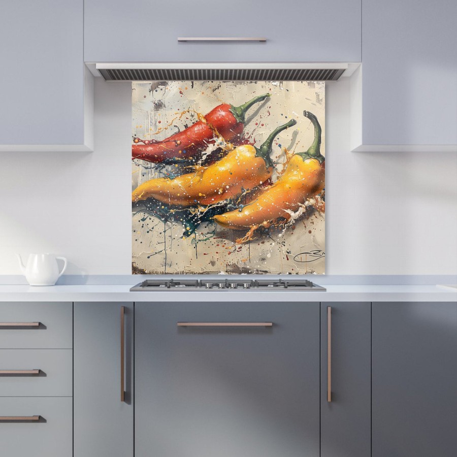 Click to view product details and reviews for Vivid Burst Pepper Splash Kitchen Splashback W600mm X H600mm.