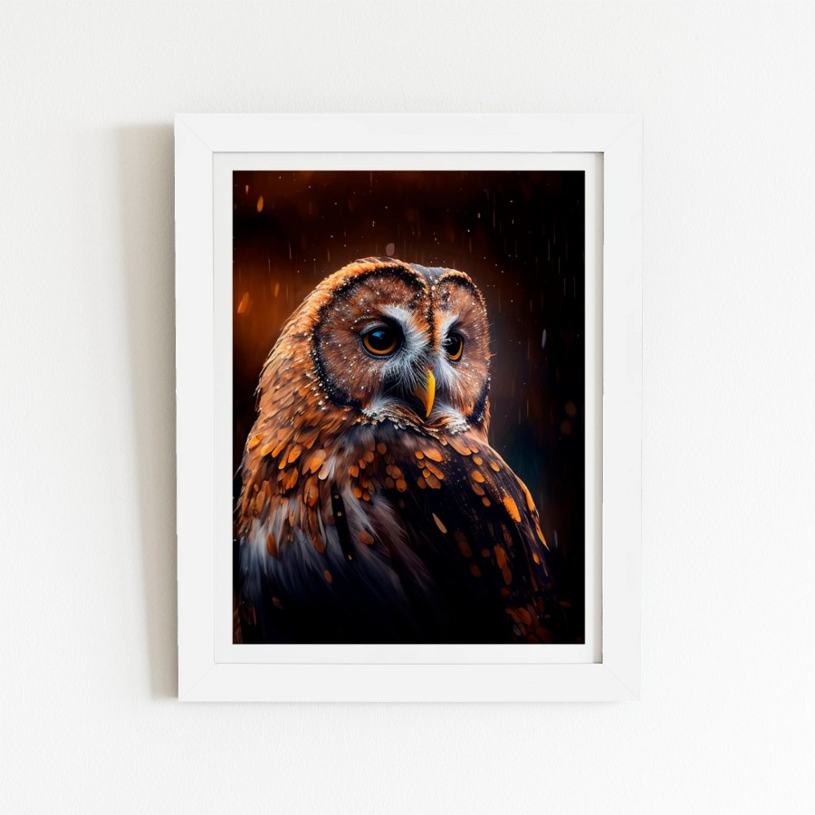 Click to view product details and reviews for Tawny Owl Face Splashart Dark Background Art Prints 16 X 24 White Frame.