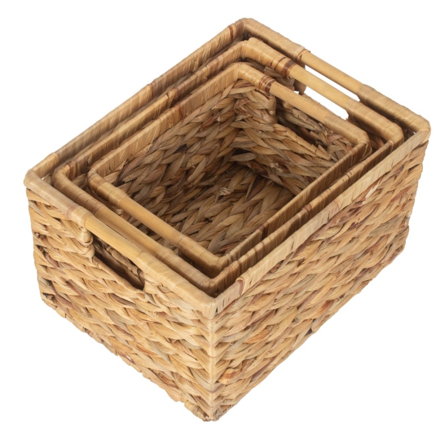 Red Hamper Nordic Water Hyacinth Storage Basket - Set Of 3