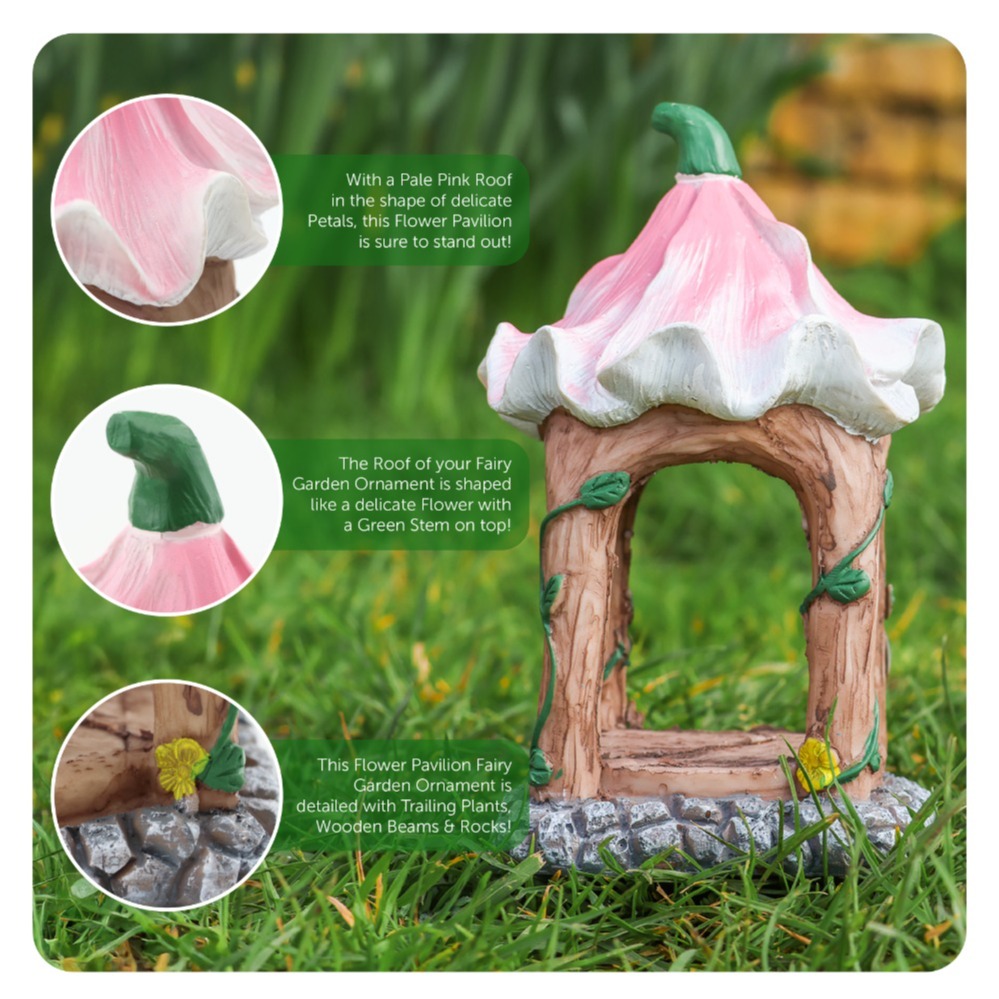 Flower Pavilion 18 x 10 x 10cm - Secret Fairy Garden Resin Decorations
