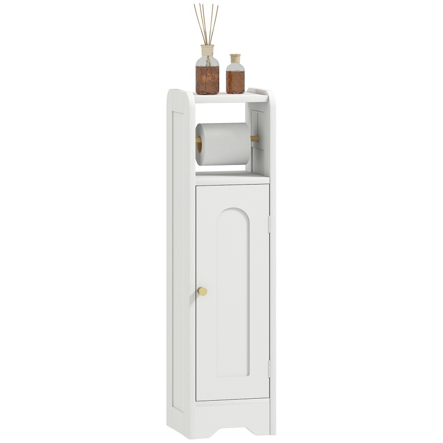 Click to view product details and reviews for Homcom Small Bathroom Storage Cabinet Freestanding Toilet Roll Holder Slim Bathroom Cabinet With Adjustable Shelf For Small Spaces White.