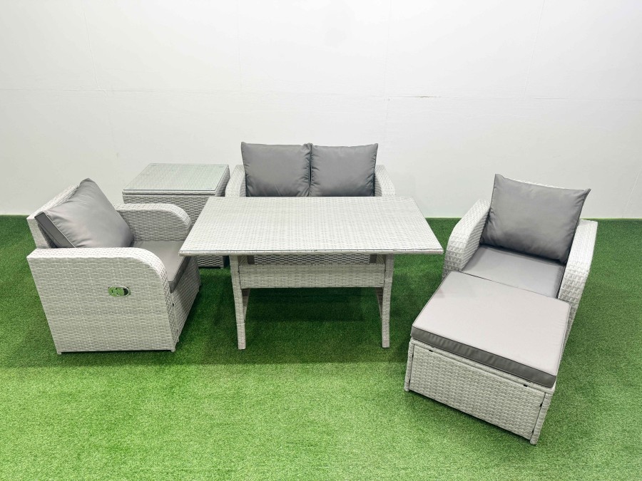 Click to view product details and reviews for Fimous Light Grey Pe Wicker Rattan Garden Furniture Set Sofa Set Reclining Chair Rectangular Dining Table 5 Seater With Footstool Side Table. Click to view product details and reviews for Fimous Light Grey Pe Wicker Rattan Garden Furniture Set Sofa Set Reclining Chair Rectangular Dining Table 5 Seater With Footstool Side Table.