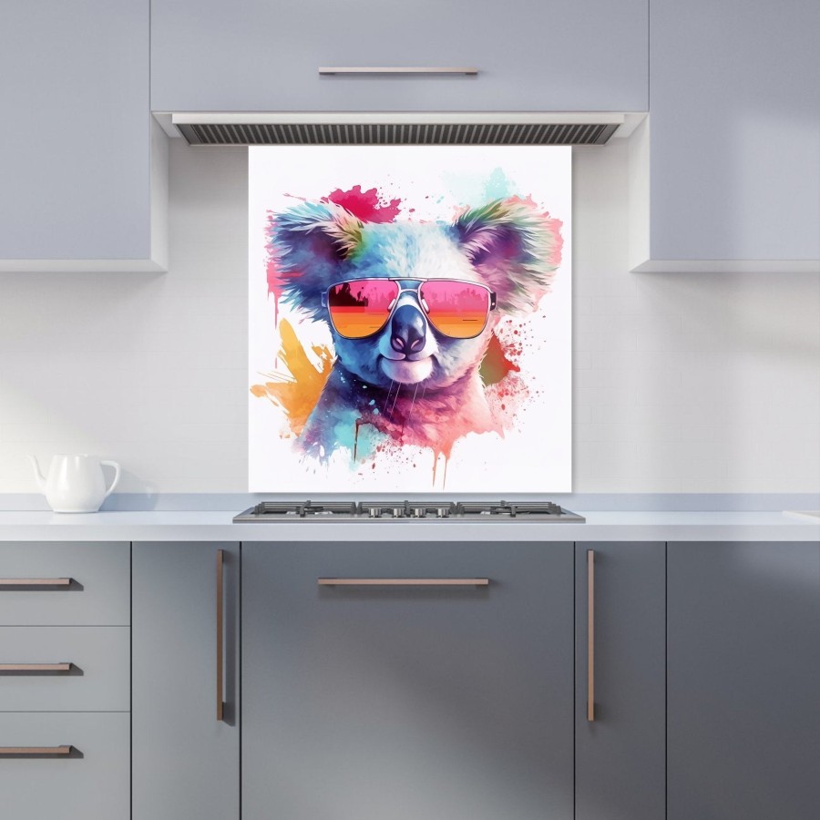 Click to view product details and reviews for Colourful Splashart Koala In Glasses Kitchen Splashback W700mm X H750mm.