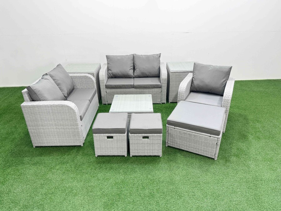 Click to view product details and reviews for Fimous High Back Poly Rattan Garden Furniture Set With Reclining Chair Loveseat Sofa Square Coffee Table Indoor Outdoor Patio Set 3 Stools 2 Side Tab. Click to view product details and reviews for Fimous High Back Poly Rattan Garden Furniture Set With Reclining Chair Loveseat Sofa Square Coffee Table Indoor Outdoor Patio Set 3 Stools 2 Side Tab.