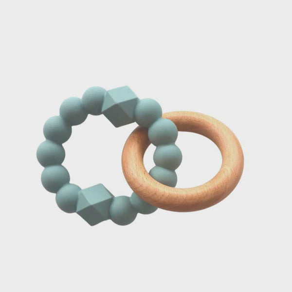 Moon Teether - silicone and wood teething rings for babies